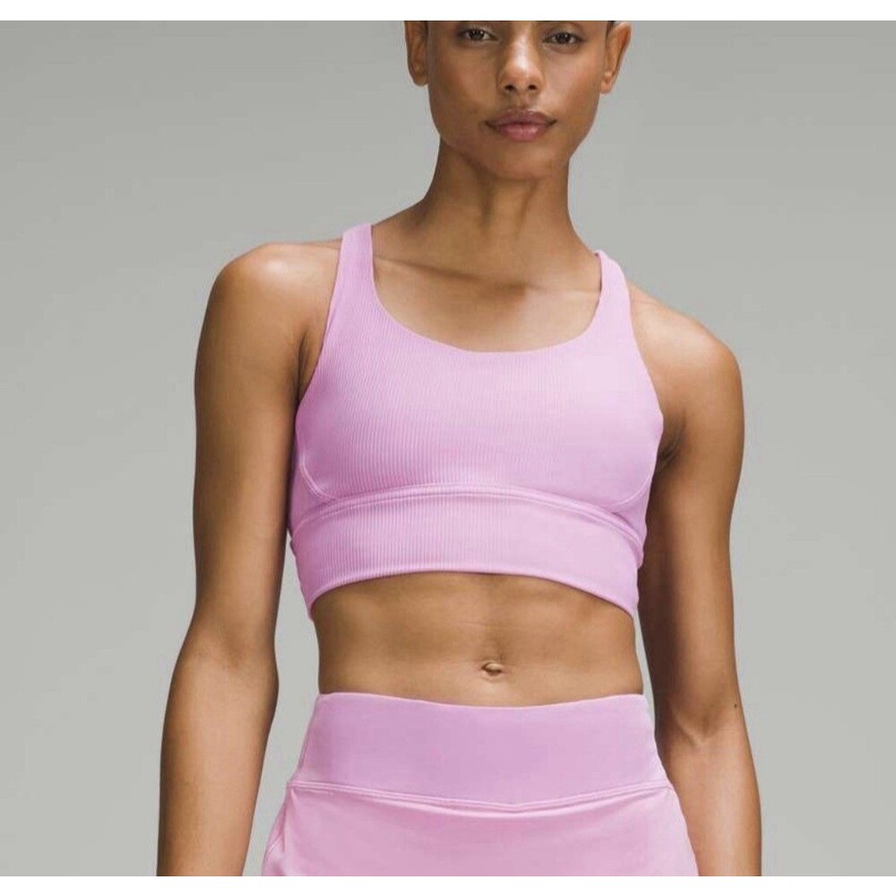 Lululemon Size 8 Energy Longline Bra Medium Support B–D Cups Dahlia Mauve Pink